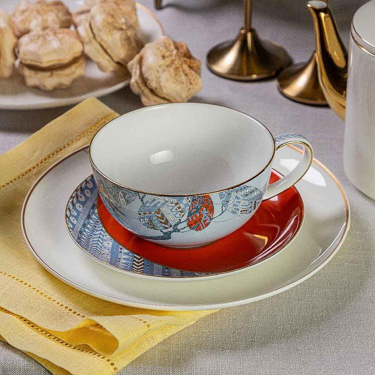 Чайная пара с деревом на кружке Африка Africa Tea Cup And Saucer Tree Blue