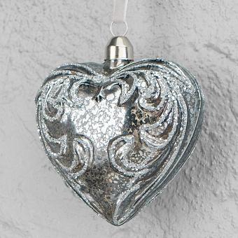 Ёлочная игрушка Heart Ball Silver Blue 9 cm