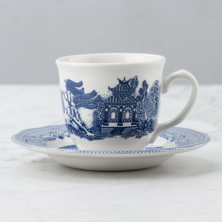 Blue Willow Tea Cup And Saucer