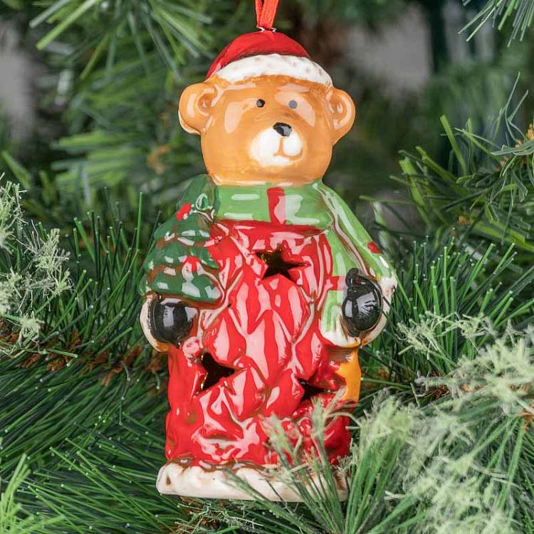 Ёлочная игрушка с лампочкой Мишка Тедди Christmas Teddy Bear With Lights 11,5 cm