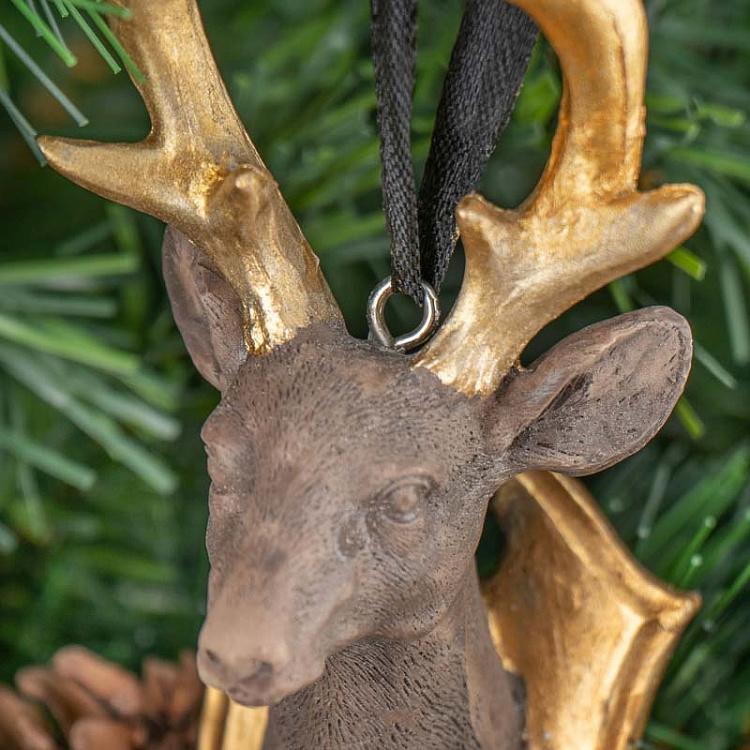 Ёлочная игрушка Бюст северного оленя, S Deer Bust Grey 15 cm