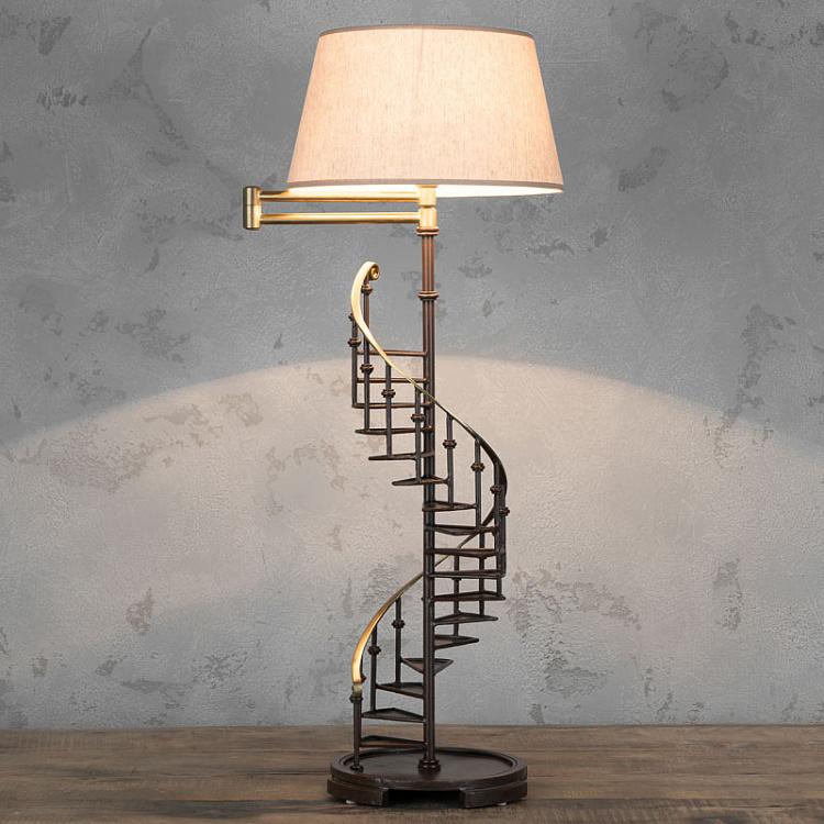 Stairway Table Lamp With Shade Off-White Linen