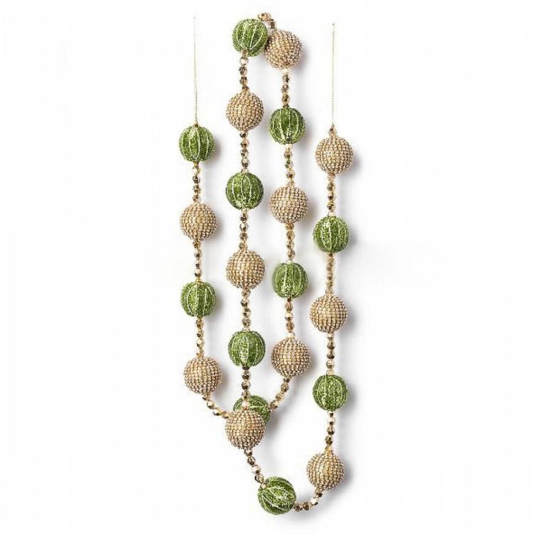 Гирлянда из Золотистых и зелёных шаров Garland With Balls Gold And Green 182 cm