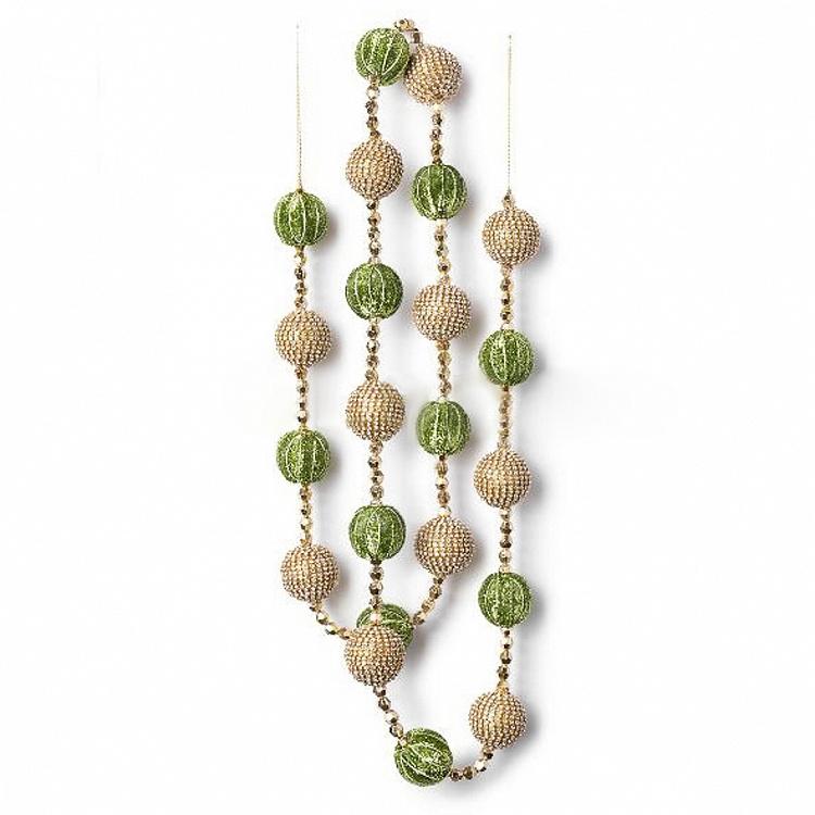 Garland With Balls Gold And Green 182 cm