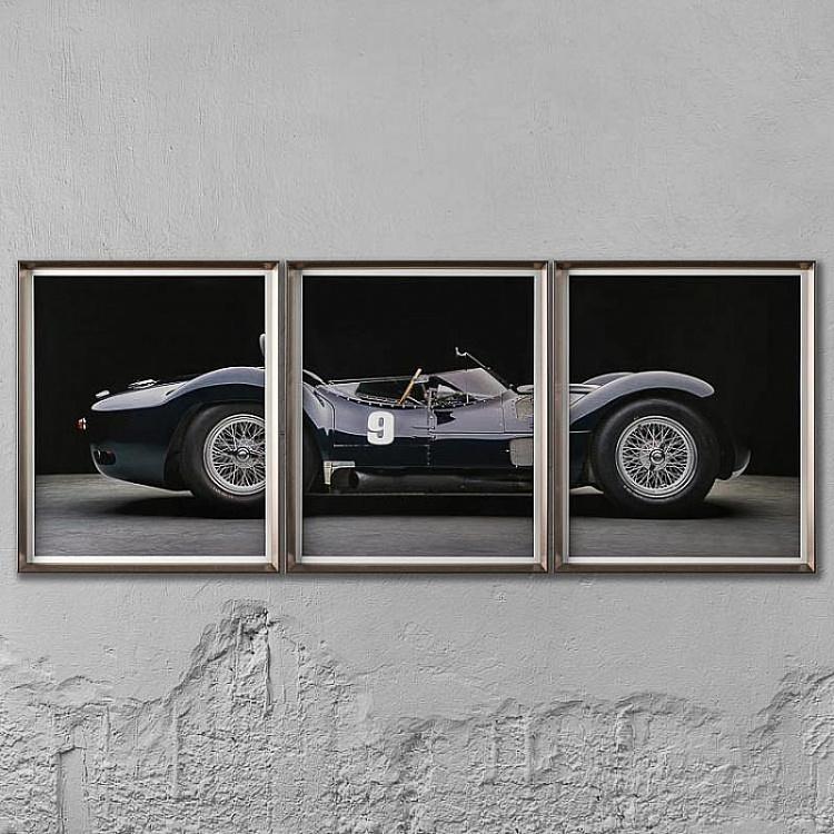 Модульный фото-принт в деревянной раме Мазерати Бёрдкейдж дисконт Set Of 3 Maserati Birdcage, Pewter Frame discount