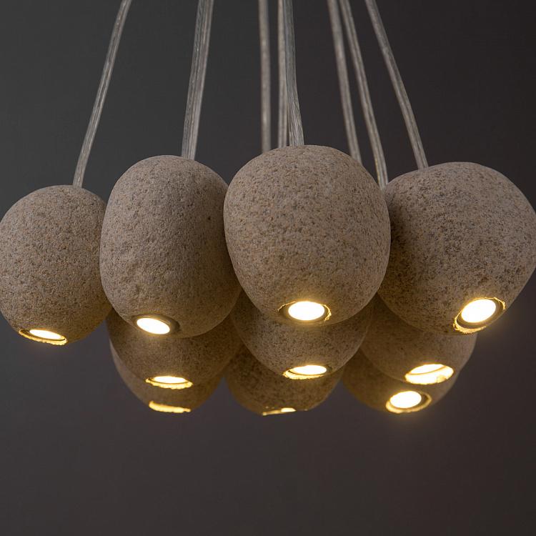 Подвесной светильник с 11-ью плафонами из гальки Ga031 Siqiniq 11 Pebble Chandelier Lamp