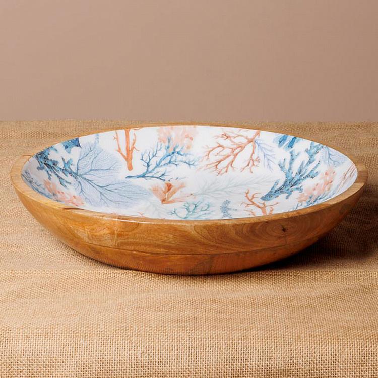 Супер большая тарелка-пиала Кораллы Coral Mango Wood Bowl Extra Large