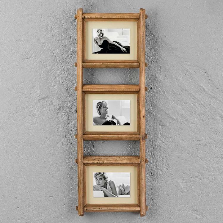 Вертикальная рамка для трёх фото  Vertical Wooden Photo Frame