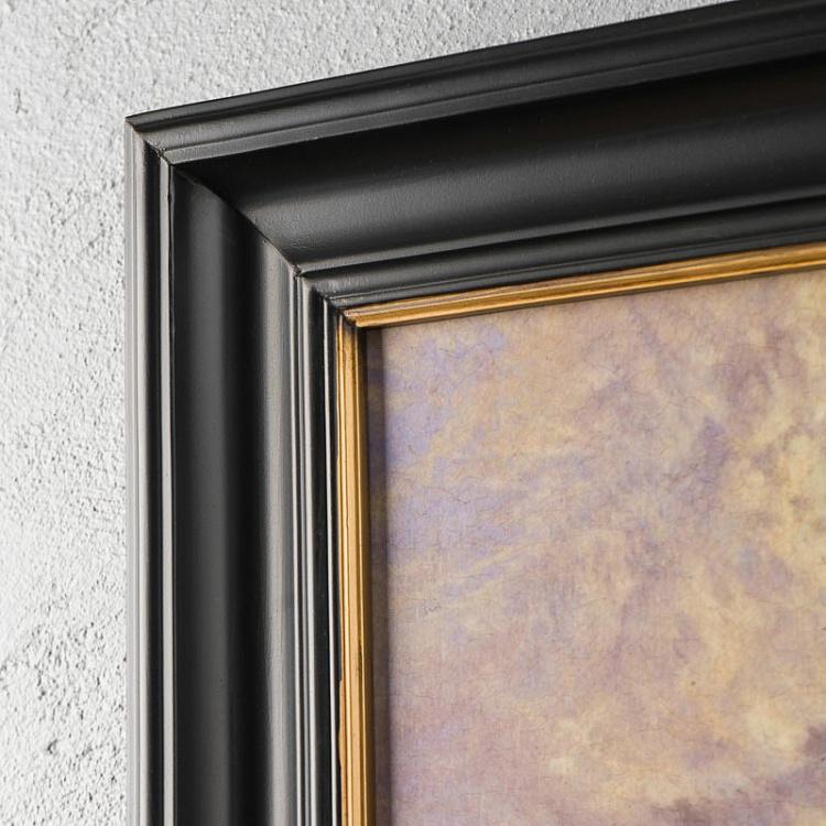 Картина-принт в чёрной с золотом раме Деревянные стены Англии Englands Wooden Walls, ANTB Frame