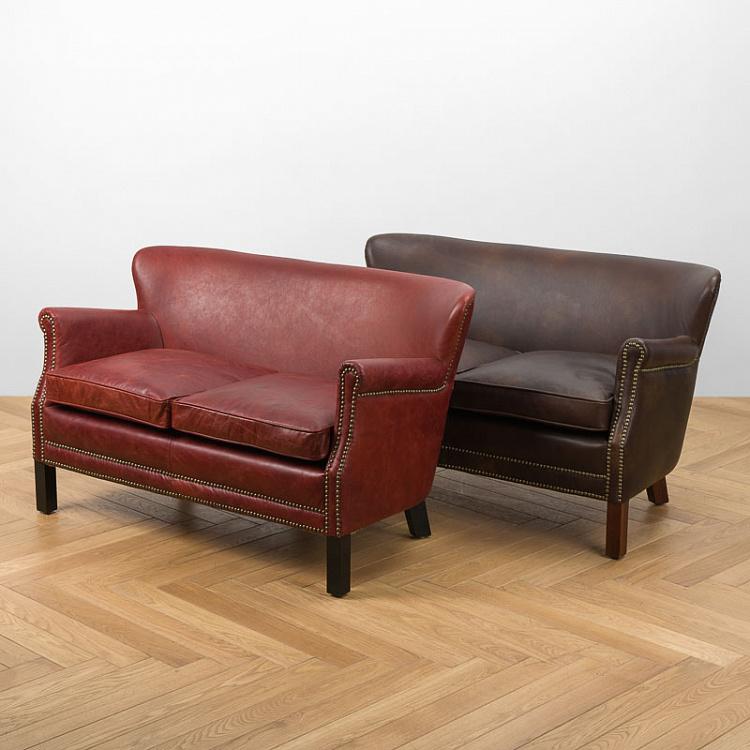 Двухместный диван Поль, красно-коричневые ножки Paul 2 Seater, Red Brown Wood D