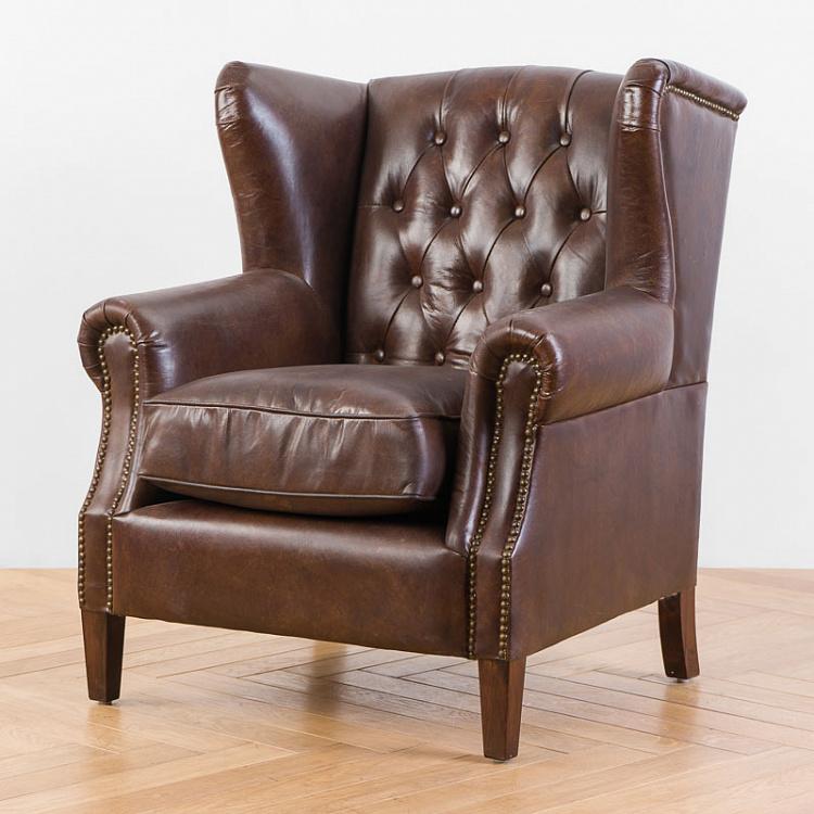 Parlament Armchair, Red Brown Wood D