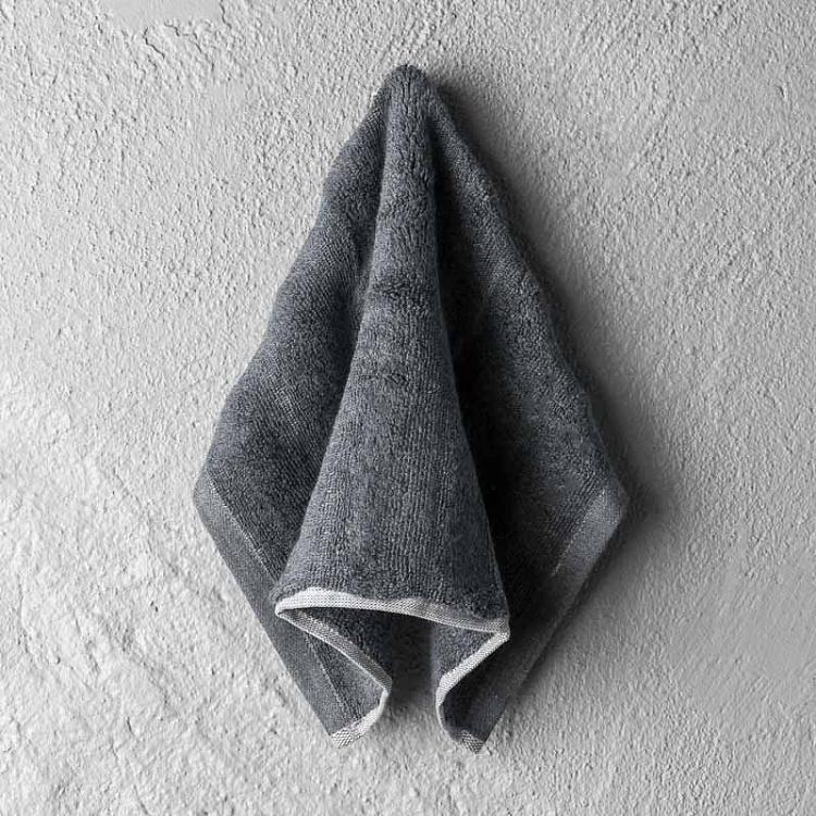 Антрацитово-серое ребристое махровое полотенце-салфетка Пепел 30x40 см Ash Ribbed Washcloth Towel Anthracite 30x40 cm