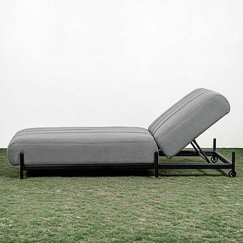 Садовый шезлонг-лежак Luna Lounger, Black акриловая ткань Light Stone - ракурс 3
