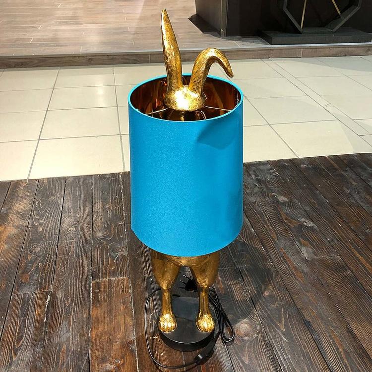 Настольная лампа Робкий кролик с бирюзовым абажуром дисконт Table Lamp Hiding Bunny Turquoise discount