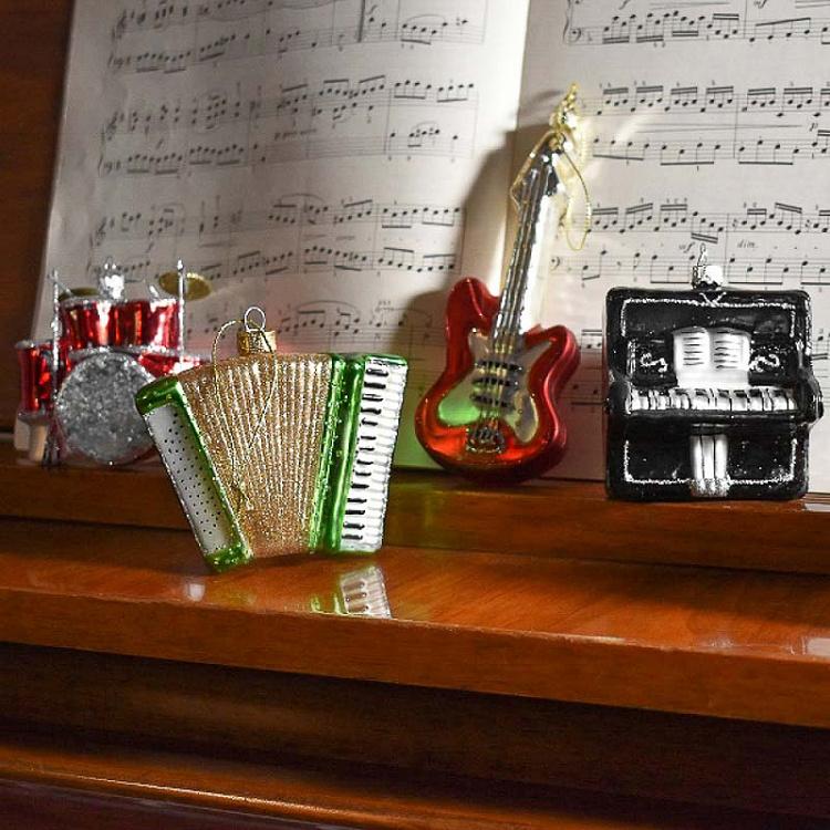 Ёлочная игрушка Пианино Glass Hanger Piano Black 9 cm