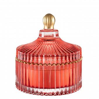 Арома-свеча Aroma Candle In Red Striped Glass Berry Rose Small