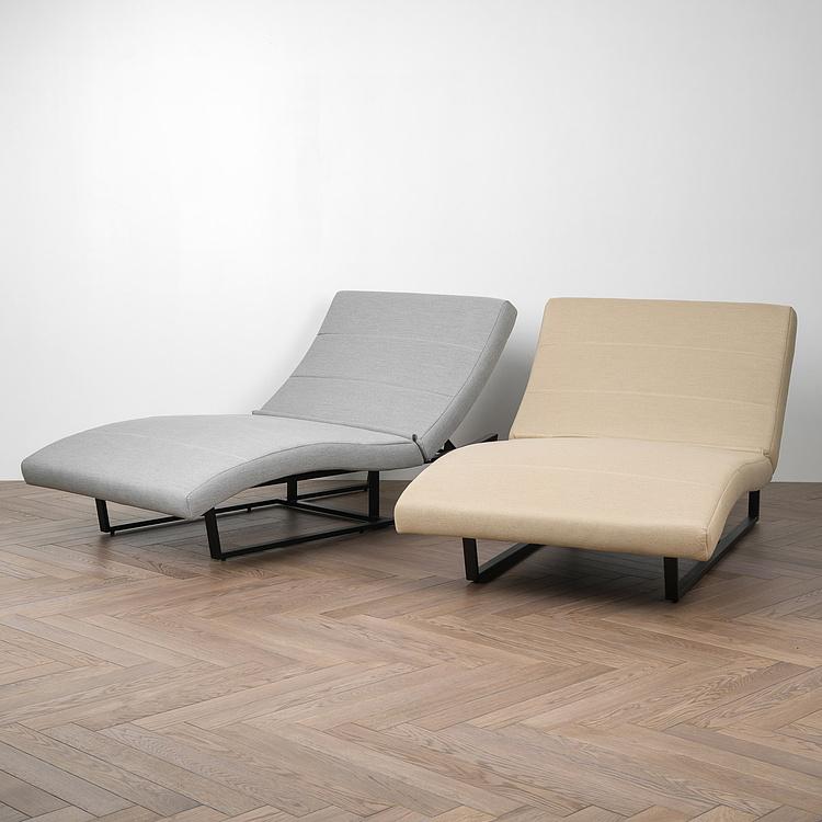Садовый шезлонг-лежак Wave Lounger, Black акриловая ткань Heather Beige - ракурс 8