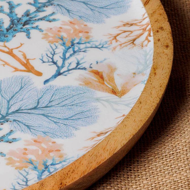 Большая круглая сервировочная тарелка Кораллы Coral Mango Wood Round Serving Plate Large