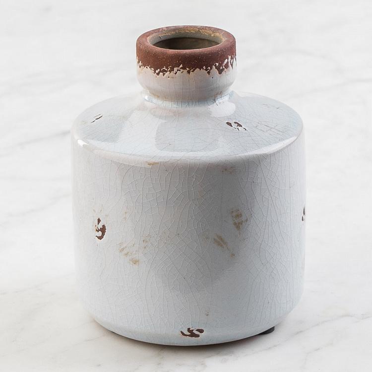 Низкая белая керамическая ваза Бутыль Bottle Vase White Low