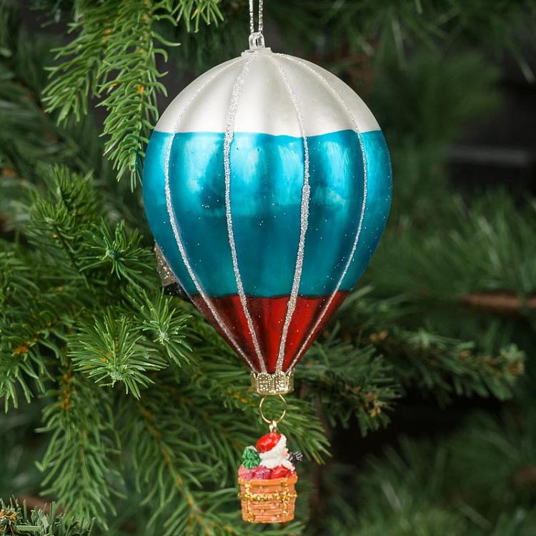 Ёлочная игрушка Воздушный шар Москва Glass Moscow Santa Balloon 14 cm