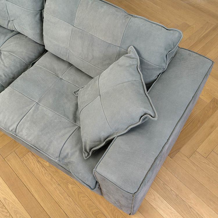 Трёхместный кожаный диван Сити, ножки цвета латуни City 3 Seater, Brass Metal Leather RM