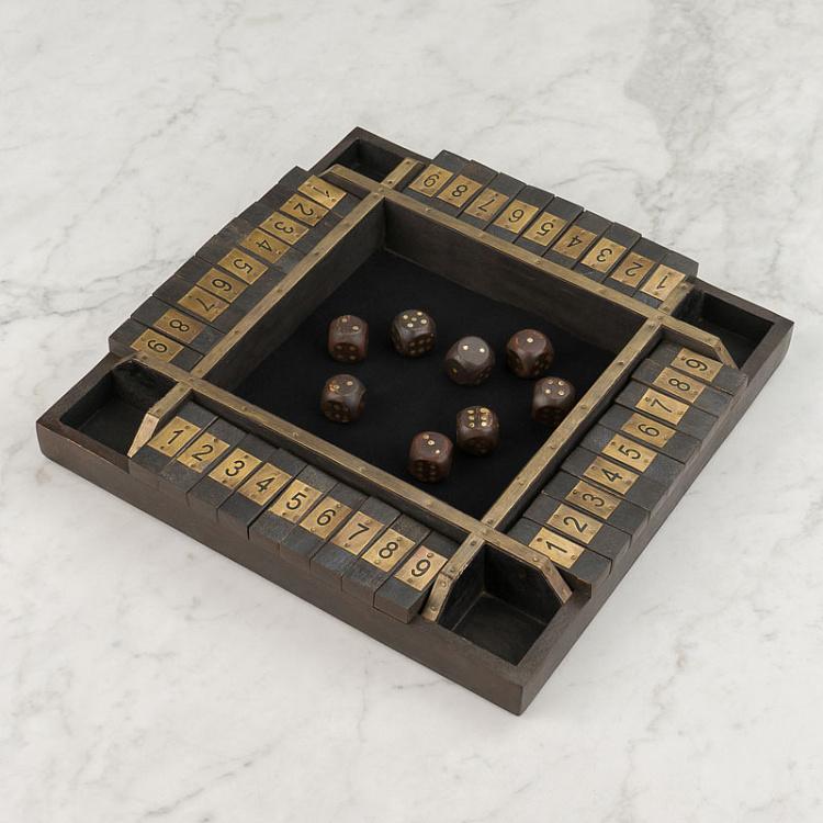 Настольная игра Закрой коробку на четверых Shut The Box Game 4 Players Wooden And Brass