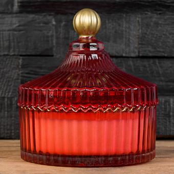 Арома-свеча Aroma Candle In Red Striped Glass Berry Rose Large