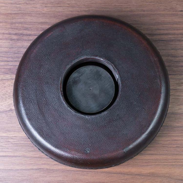 Пепельница круглая, кожа и металл Round Ashtray With Leather