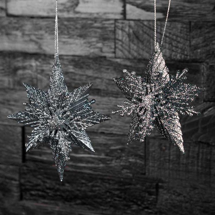 Set Of 2 3D Snowflakes Silver-Gray 12,5 cm