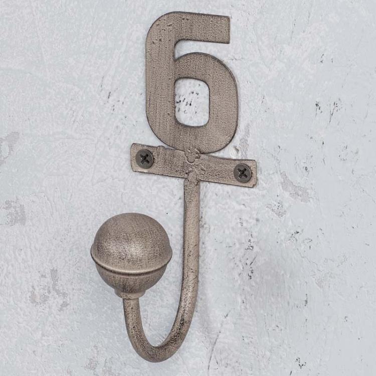 Однорожковый крючок с цифрой 6 Hook Number 6