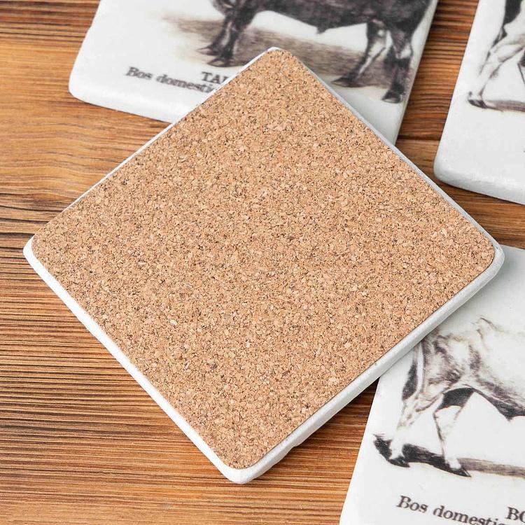 Набор из четырёх подставок под стаканы Коровы Set Of 4 Stone Coasters Cows