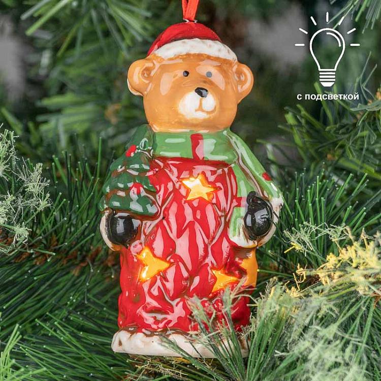 Christmas Teddy Bear With Lights 11,5 cm