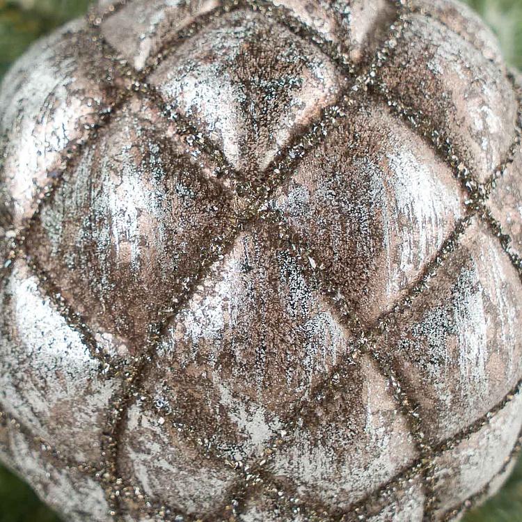 Ёлочная игрушка Винтажно-серебристый шар, M Aged Multifaceted Ball Silver 10 cm