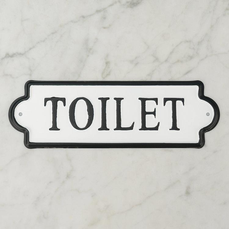 Белая металлическая табличка Туалет White Sign Toilet