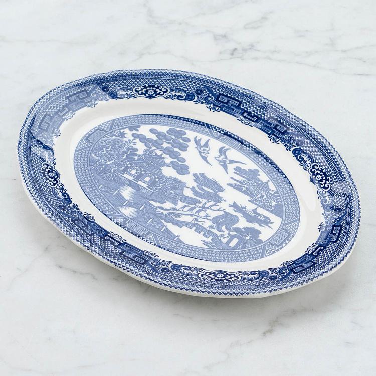 Овальная сервировочная тарелка Голубая ива, M Blue Willow Oval Serving Plate Medium