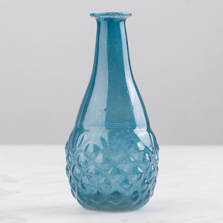 Narrow Recycled Glass Vase Blue