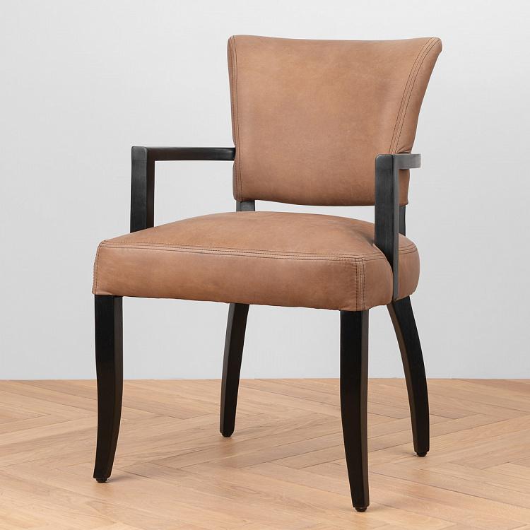 Стул Мими с подлокотниками, чёрные ножки Mimi Dining Chair With Arms, Black Wood