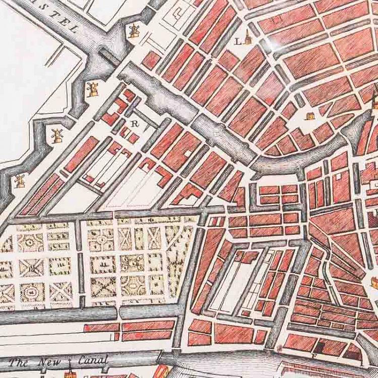 Картина-принт Карта Амстердама, рама из высветленного дуба Classic Map Amsterdam, Weathered Oak