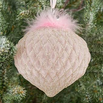 Multifaceted Bulb With Fluff Pink 10 cm