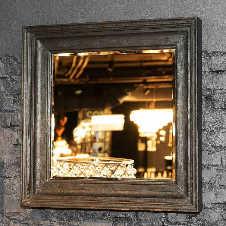 Квадратное зеркало из обожжённого дерева Пантера Panther Square Mirror Burnt Wood