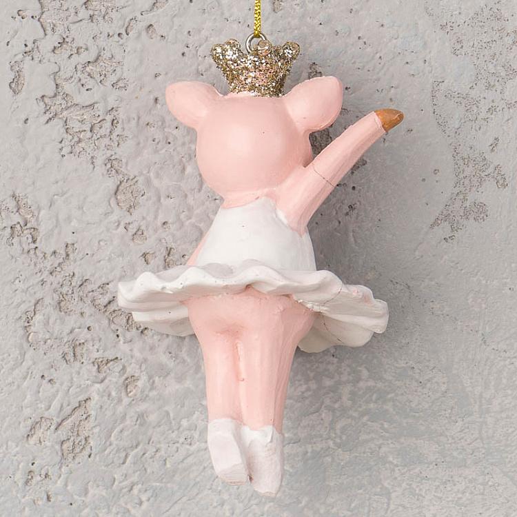 Ёлочная игрушка Танцующая свинка в короне дисконт2 Hanger Dancing Pig With Crown 10 cm discount2