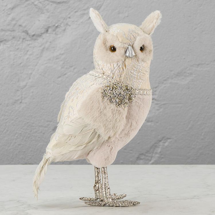 Новогодняя фигурка Сова с блёстками 1 Owl With Sparkles Head Right 34 cm