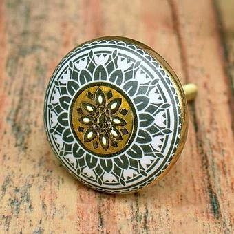 Gold Sunflower Ceramic Knob