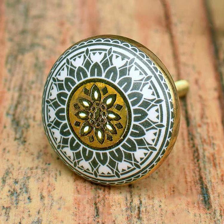 Gold Sunflower Ceramic Knob