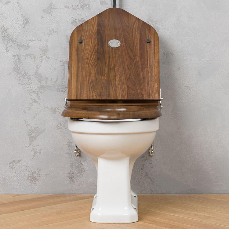 Унитаз с высоким бачком и сиденьем из орехового дерева High Level WC With Wooden Walnut Seat