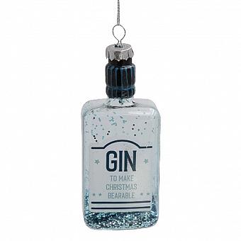 Glass Hanger Gin Bottle Blue 11 cm