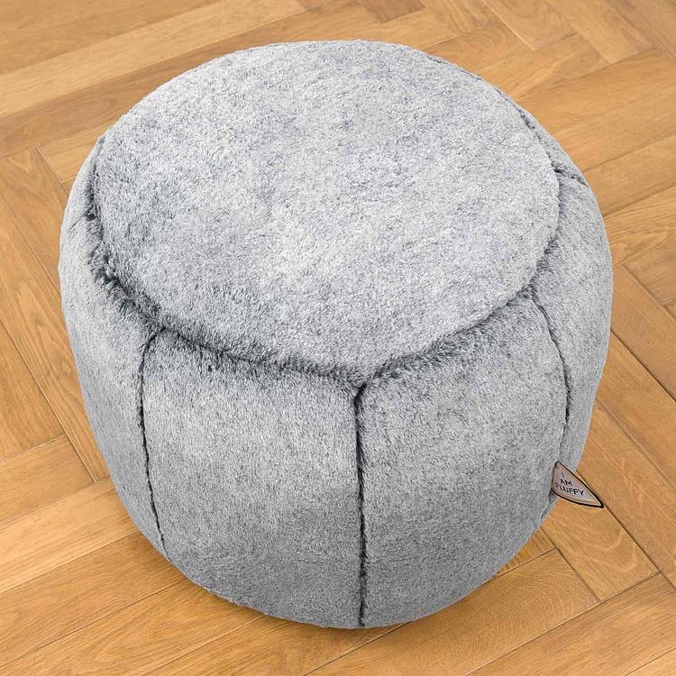Пуфик Alaska Round Pouf Small искусственный мех Grizzly Grey - ракурс 4