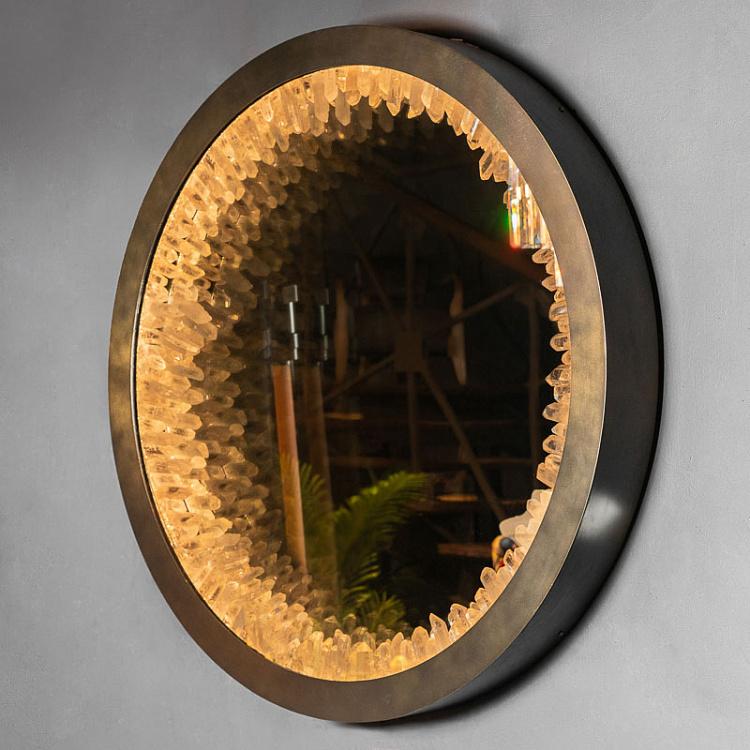 Круглое зеркало с подсветкой из натурального горного хрусталя Инсепшн Inception Rock Crystal Mirror Medium