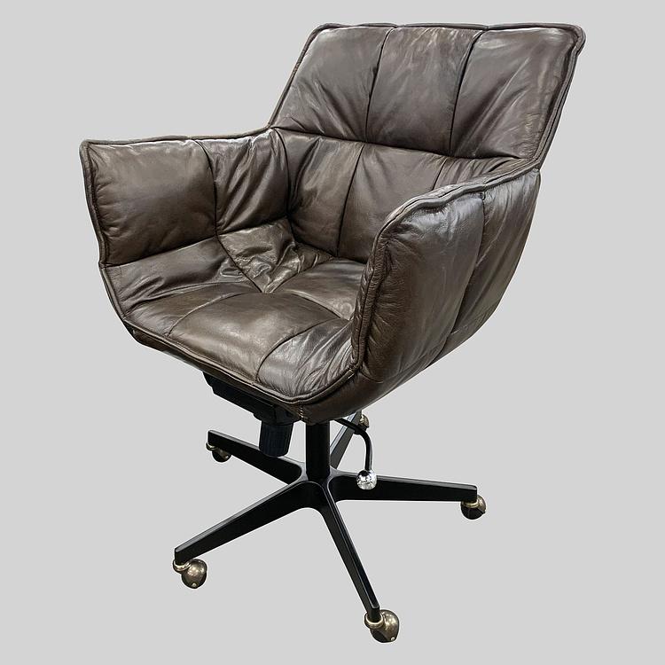 Кресло Center Swivel Armchair On Wheels RM натуральная кожа Antique Master - ракурс 2