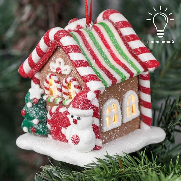 Ёлочная игрушка с led-подсветкой Пряничный домик Gingerbread House Led Light 7,2 cm